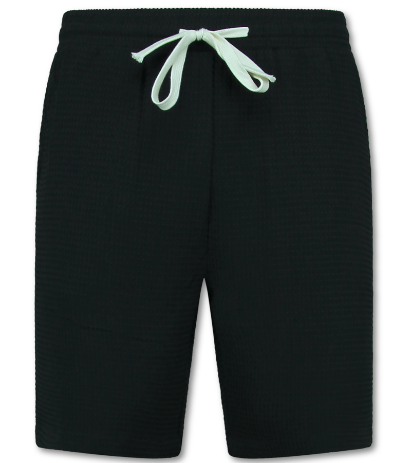 Martina Camisa oversize acanalada - Conjunto de verano para hombre - Dos piezas - Conjunto - 0095 - Negro