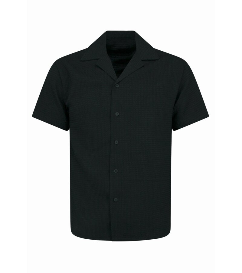 Martina Camisa oversize acanalada - Conjunto de verano para hombre - Dos piezas - Conjunto - 0095 - Negro