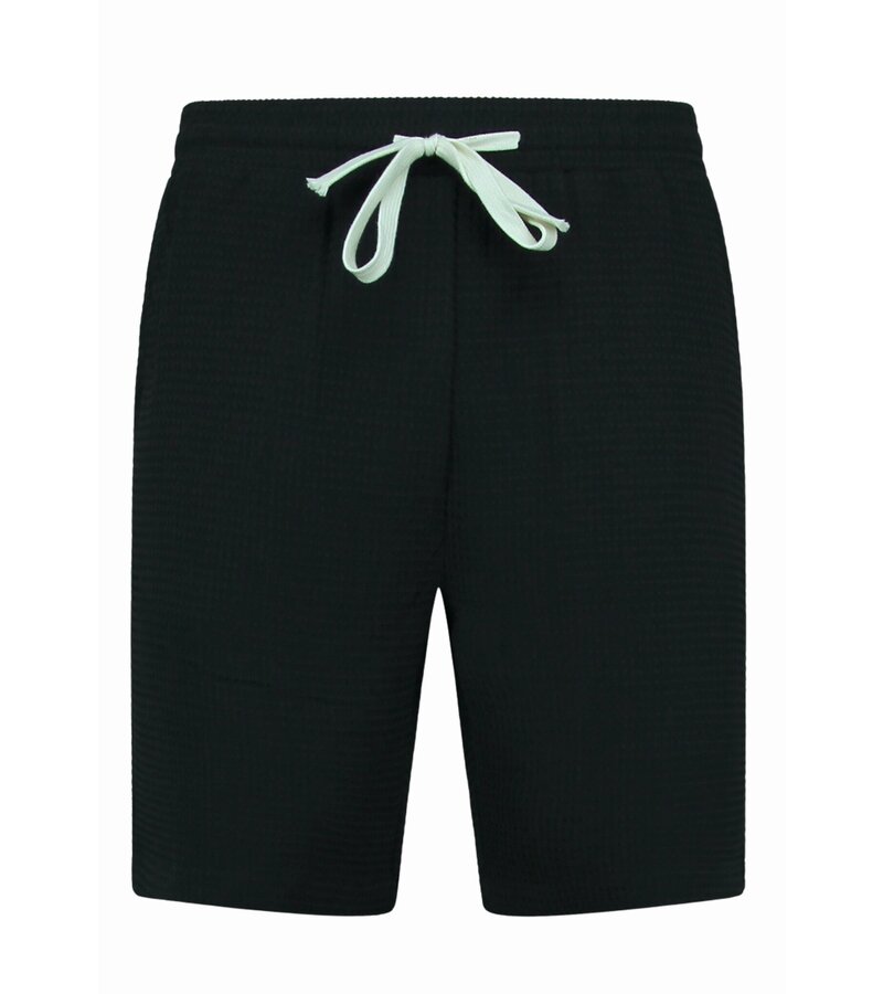 Martina Camisa oversize acanalada - Conjunto de verano para hombre - Dos piezas - Conjunto - 0095 - Negro