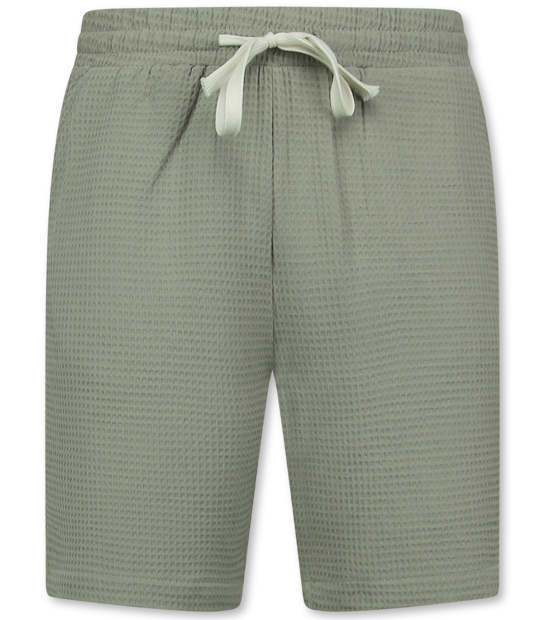 Martina Camisa oversize acanalada - Conjunto de verano para hombre - Conjunto de dos piezas - Conjunto - 0095 - Gris