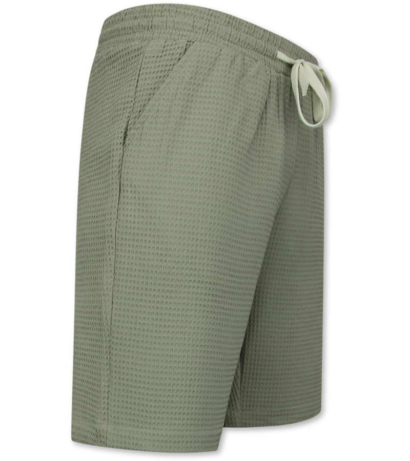 Martina Camisa oversize acanalada - Conjunto de verano para hombre - Conjunto de dos piezas - Conjunto - 0095 - Gris
