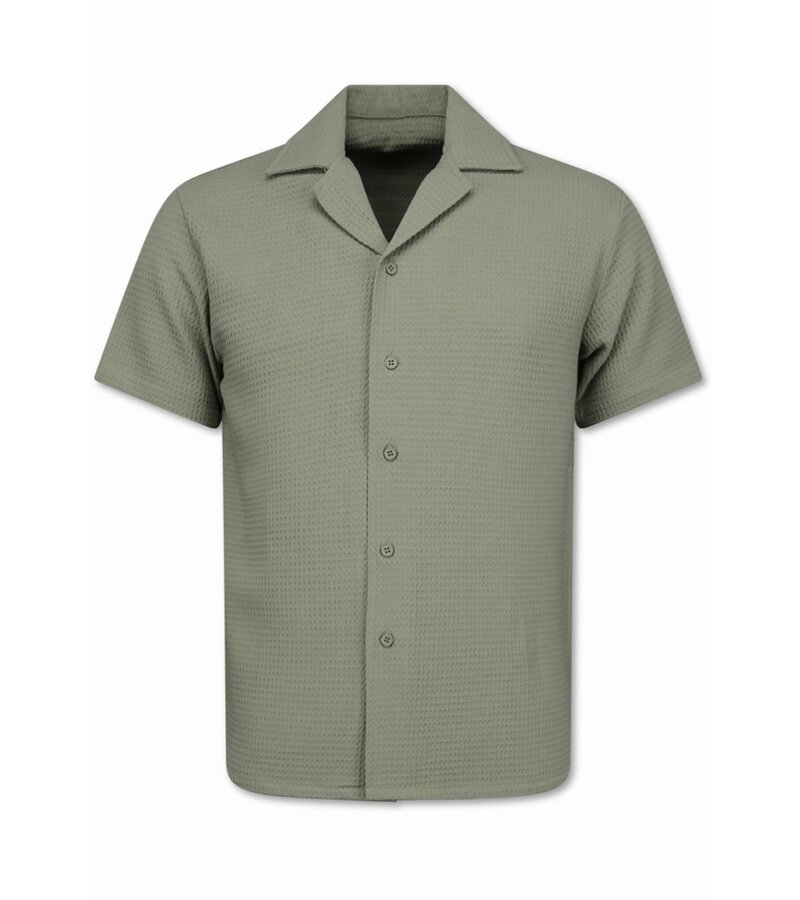 Martina Camisa oversize acanalada - Conjunto de verano para hombre - Conjunto de dos piezas - Conjunto - 0095 - Gris