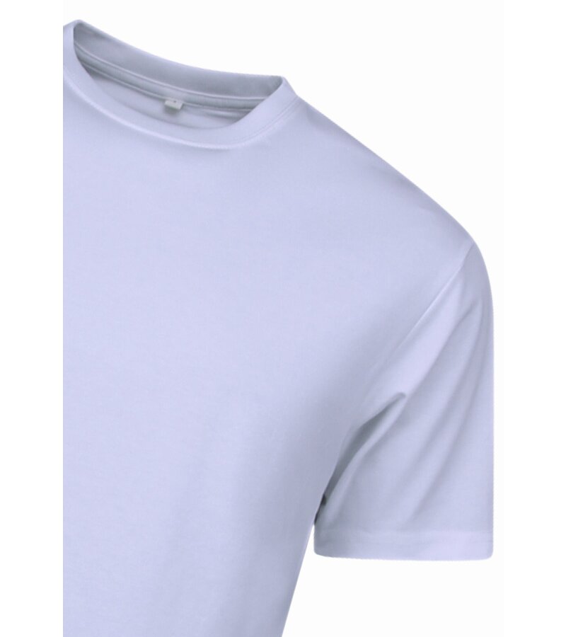 New Ment Camiseta holgada para hombre - Camiseta lisa en blanco - 6530 - Blanco