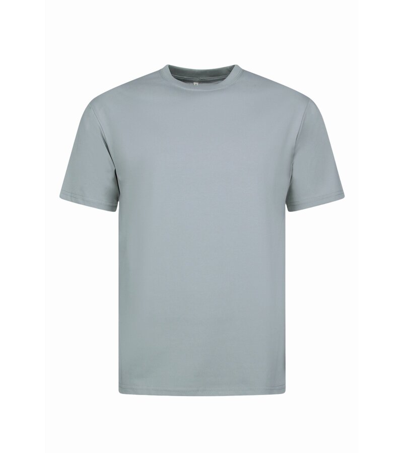 New Ment Camiseta holgada para hombre - Camiseta lisa blanca - 6530 - Gris