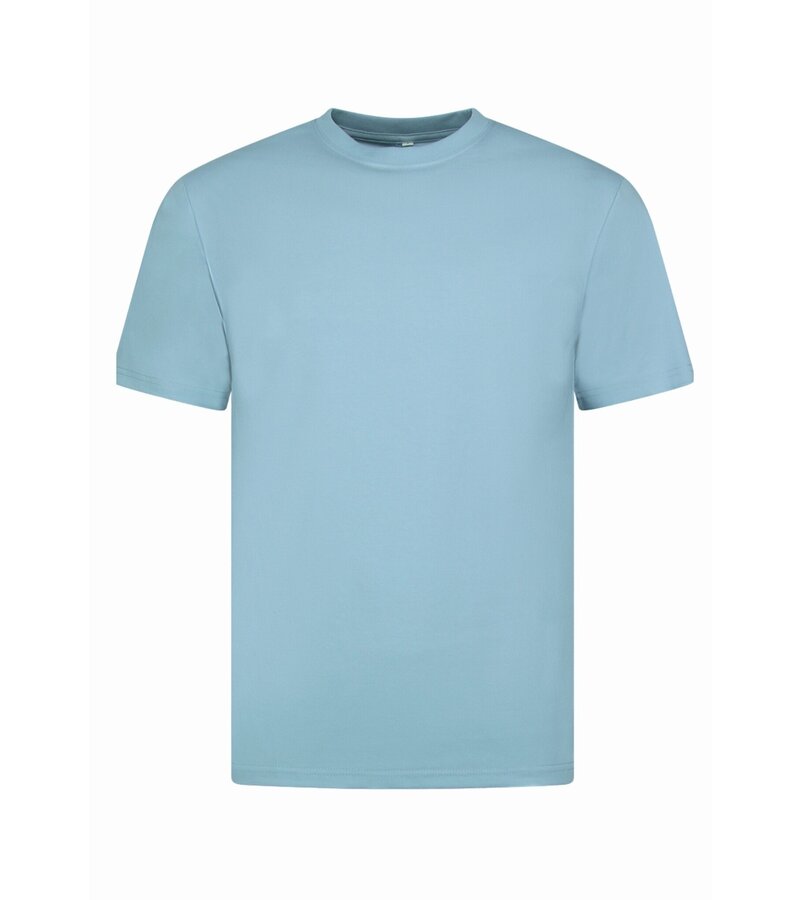 New Ment Camiseta Oversize para Hombre - Camiseta Lisa Blanca - 6530 - Azul