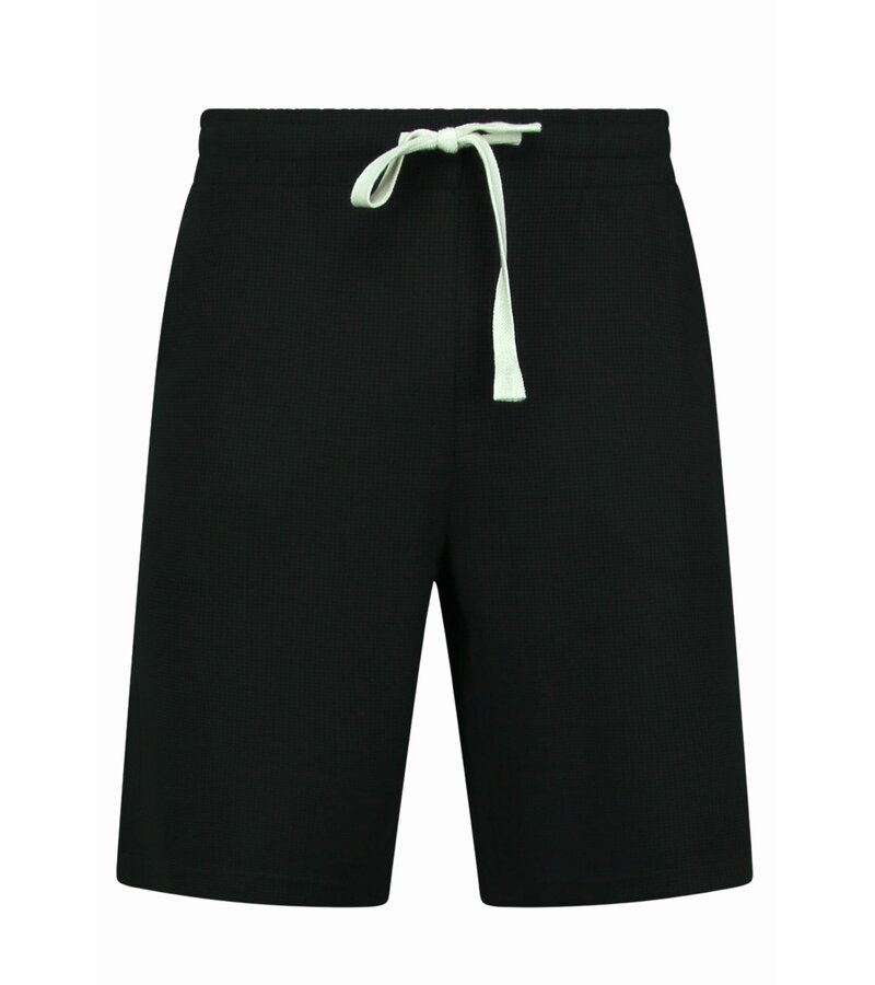 Enos Conjunto de verano para hombre - Oversize acanalado - Conjunto de dos piezas - Conjunto - F-918 - Negro