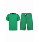 Enos Conjunto de verano para hombre - Oversize acanalado - Conjunto de dos piezas - Conjunto doble - Conjunto a juego - F-918 - Verde