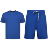 Enos Conjunto de verano para hombre - Oversize acanalado - Conjunto de dos piezas - Conjunto - F-918 - Azul