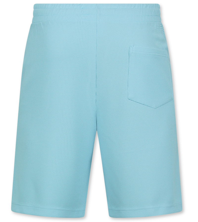 Enos Conjunto de verano para hombre - Oversize acanalado - Conjunto de dos piezas - Twinset - Combiset - F-918 - Turquesa