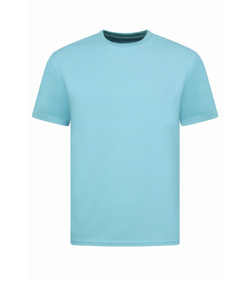 Enos Conjunto de verano para hombre - Oversize acanalado - Conjunto de dos piezas - Twinset - Combiset - F-918 - Turquesa