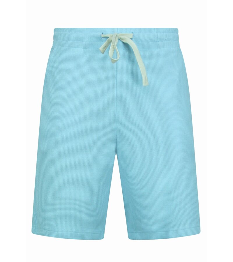 Enos Conjunto de verano para hombre - Oversize acanalado - Conjunto de dos piezas - Twinset - Combiset - F-918 - Turquesa