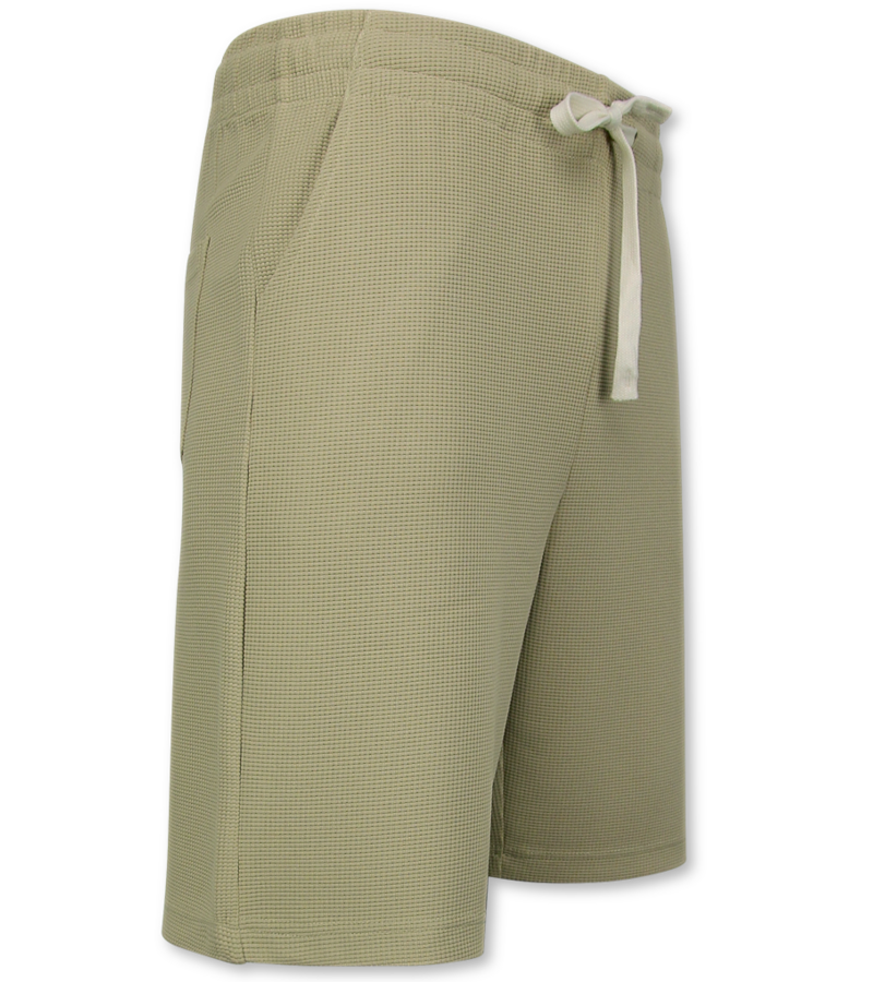 Enos Conjunto de verano para hombre - Dos piezas - Acanalado - Conjunto - F-918 - Marrón