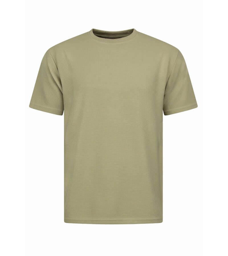 Enos Conjunto de verano para hombre - Dos piezas - Acanalado - Conjunto - F-918 - Marrón