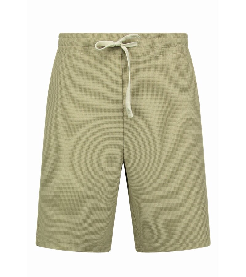 Enos Conjunto de verano para hombre - Dos piezas - Acanalado - Conjunto - F-918 - Marrón