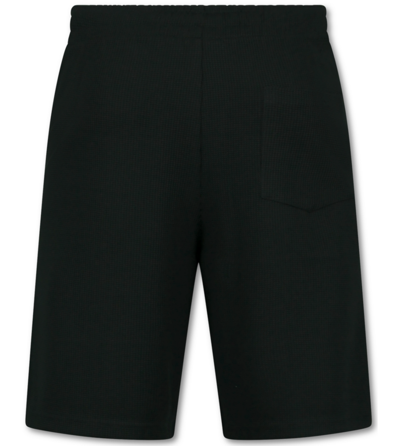 Enos Conjunto de dos piezas - Camisa holgada de canalé - Conjunto de verano para hombre - Conjunto de dos piezas - Conjunto a juego - F-915 - Negro