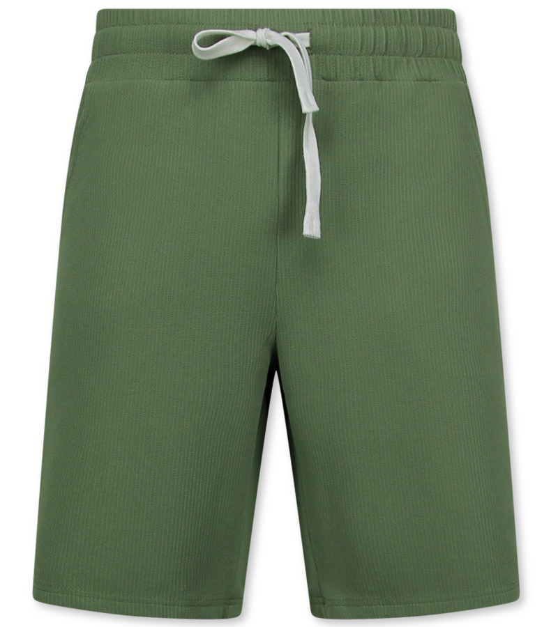 Enos Conjunto de dos piezas - Camisa holgada de canalé - Conjunto de verano para hombre - Conjunto de dos piezas - Conjunto - F-915 - Verde