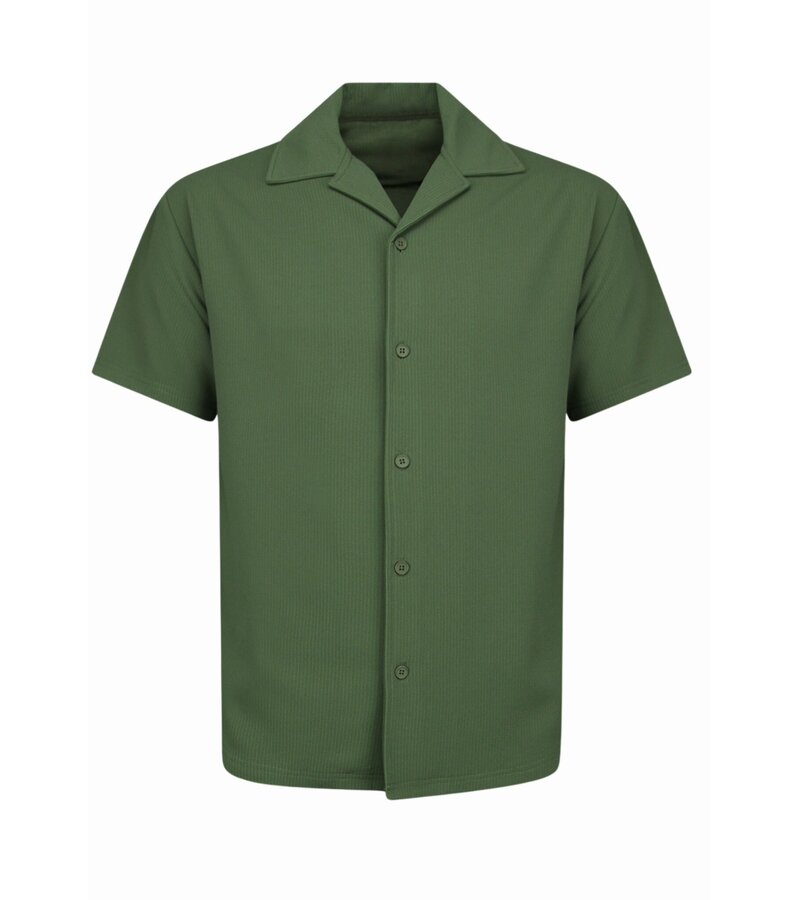 Enos Conjunto de dos piezas - Camisa holgada de canalé - Conjunto de verano para hombre - Conjunto de dos piezas - Conjunto - F-915 - Verde