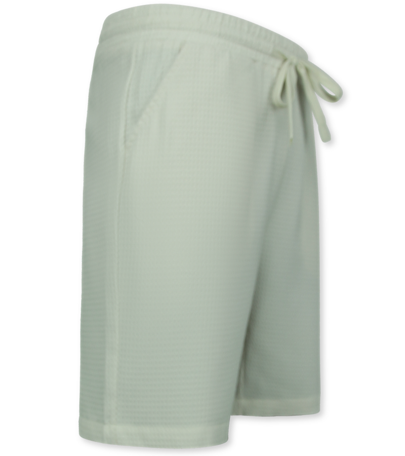 Enos  Camisa oversize acanalada - Conjunto de verano para hombre - Conjunto de dos piezas - Conjunto - MG-009 - Beige