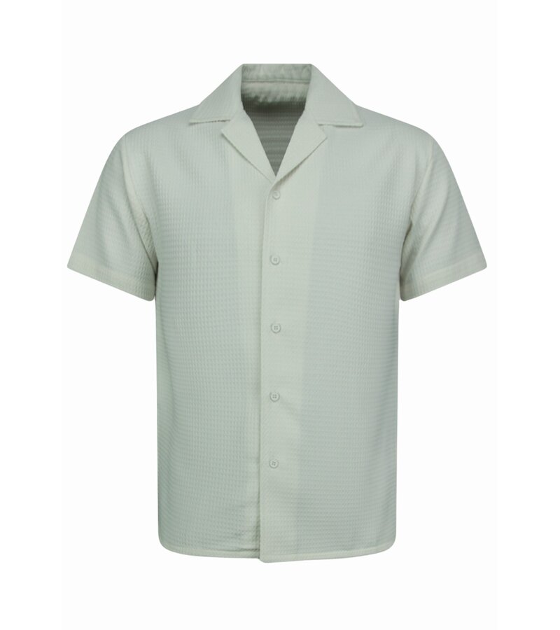 Enos  Camisa oversize acanalada - Conjunto de verano para hombre - Conjunto de dos piezas - Conjunto - MG-009 - Beige