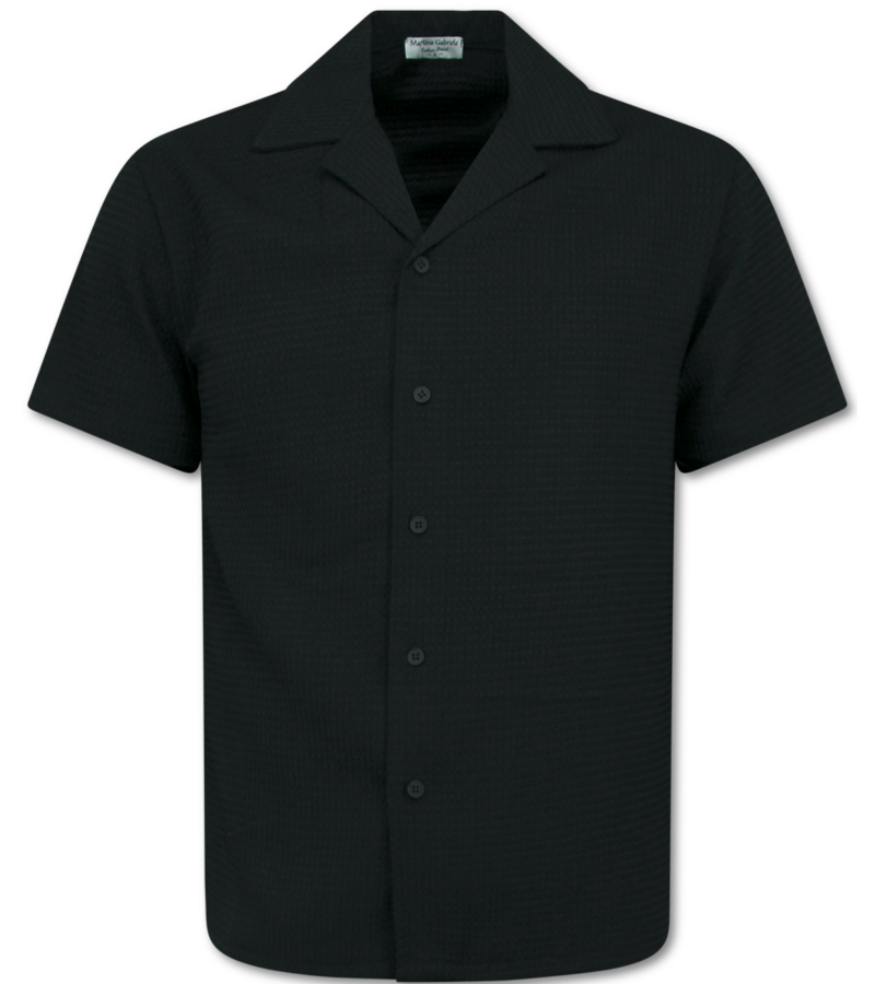 Enos  Camisa oversize acanalada - Conjunto de verano para hombre - Conjunto de dos piezas - Conjunto - MG-009 - Negro