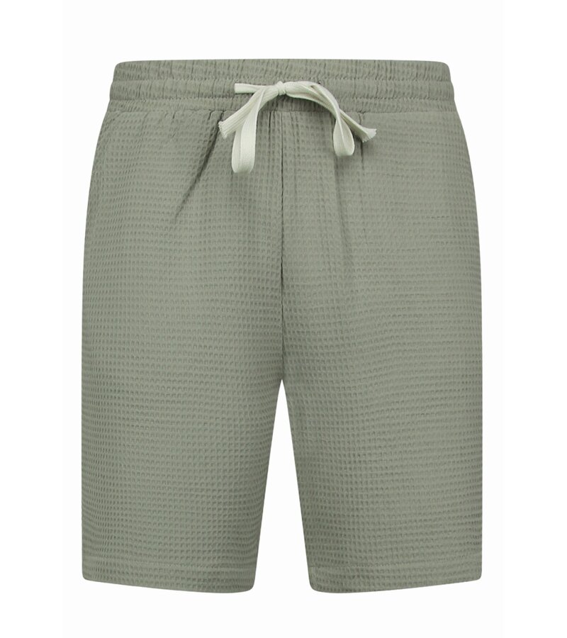 Enos  Camisa oversize acanalada - Conjunto de verano para hombre - Conjunto de dos piezas - Conjunto a juego - MG-009 - Gris