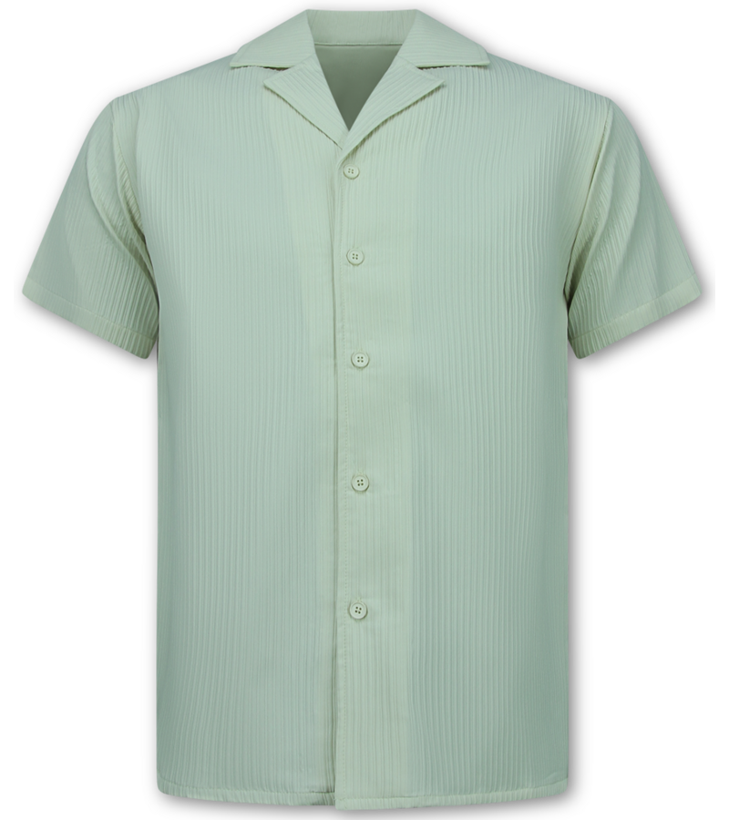 Enos Camisa oversize acanalada - Conjunto de verano para hombre - Camiseta corta para hombre / Camisa oversize para hombre - Conjunto doble - F-919 - Beige