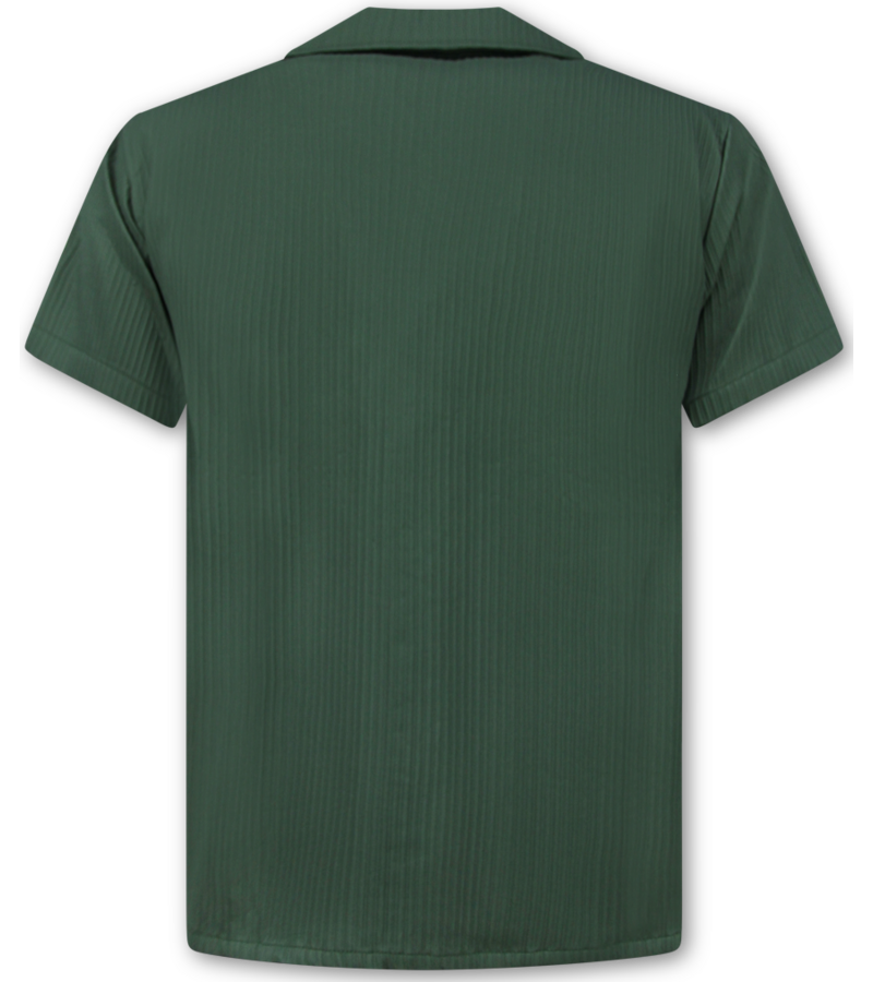 Enos Conjunto de verano para hombre - Camisa holgada de canalé - Pantalón corto / Camiseta holgada - Conjunto - F-919 - Verde