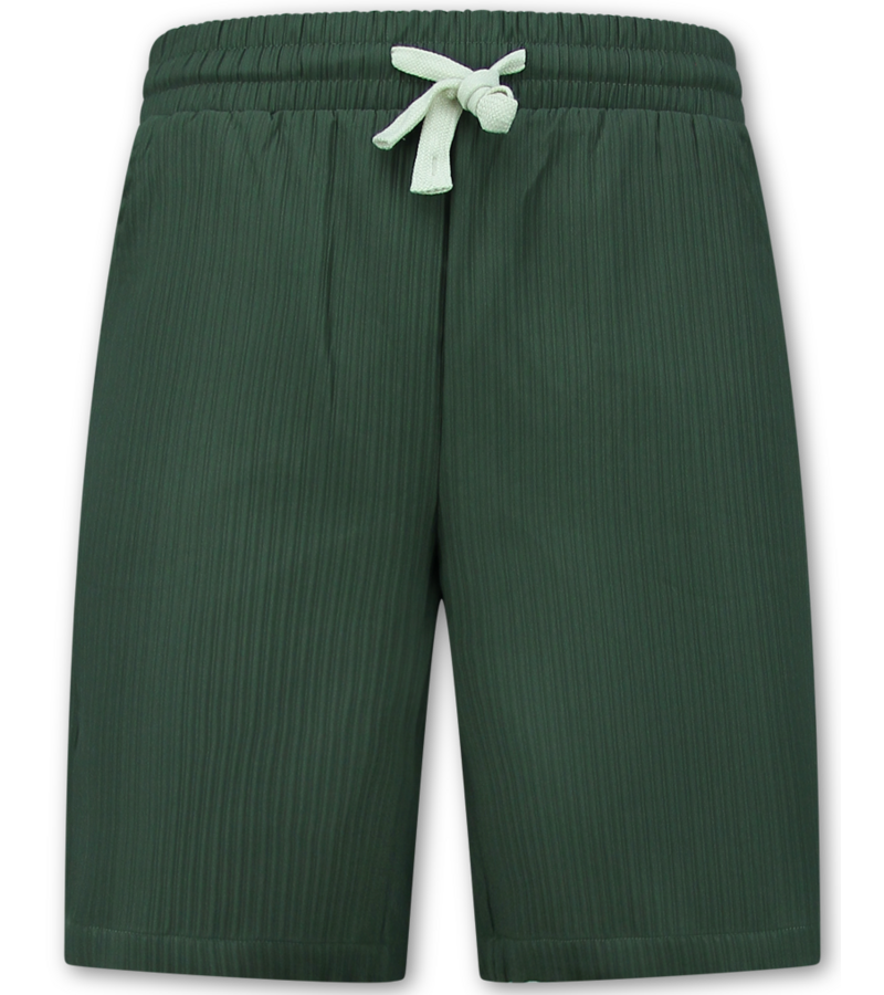 Enos Conjunto de verano para hombre - Camisa holgada de canalé - Pantalón corto / Camiseta holgada - Conjunto - F-919 - Verde