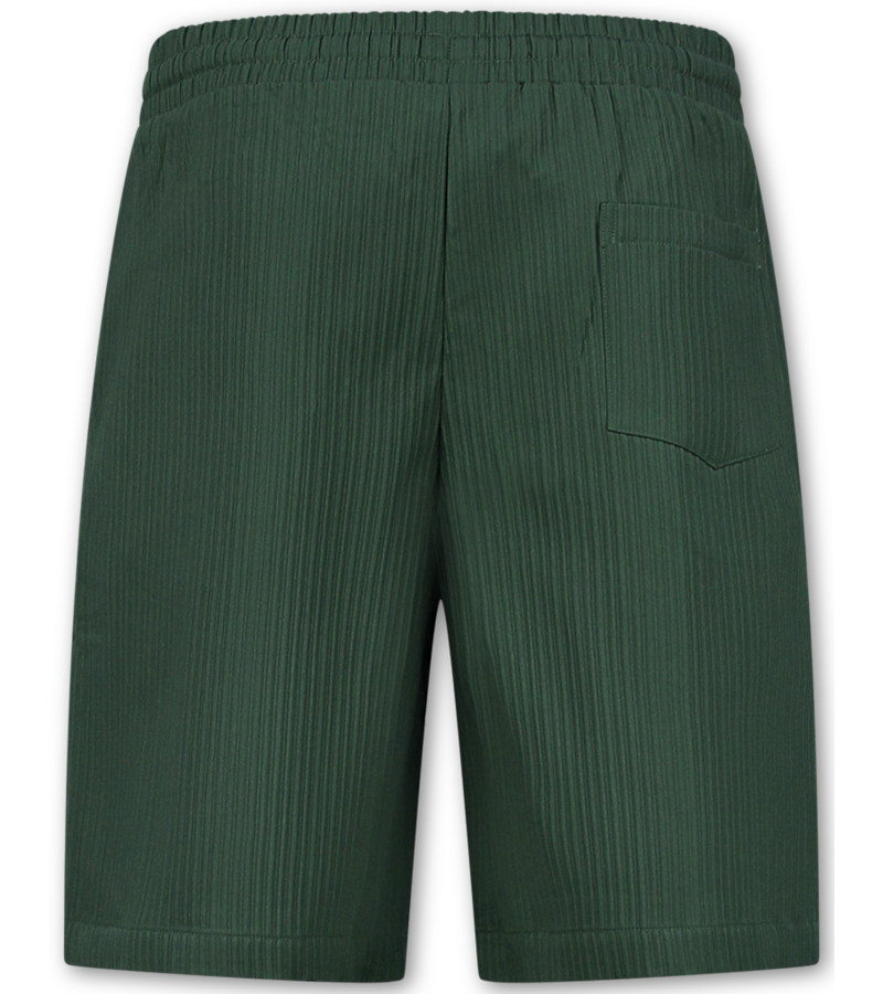 Enos Conjunto de verano para hombre - Camisa holgada de canalé - Pantalón corto / Camiseta holgada - Conjunto - F-919 - Verde