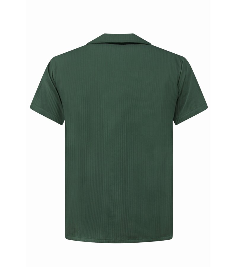 Enos Conjunto de verano para hombre - Camisa holgada de canalé - Pantalón corto / Camiseta holgada - Conjunto - F-919 - Verde