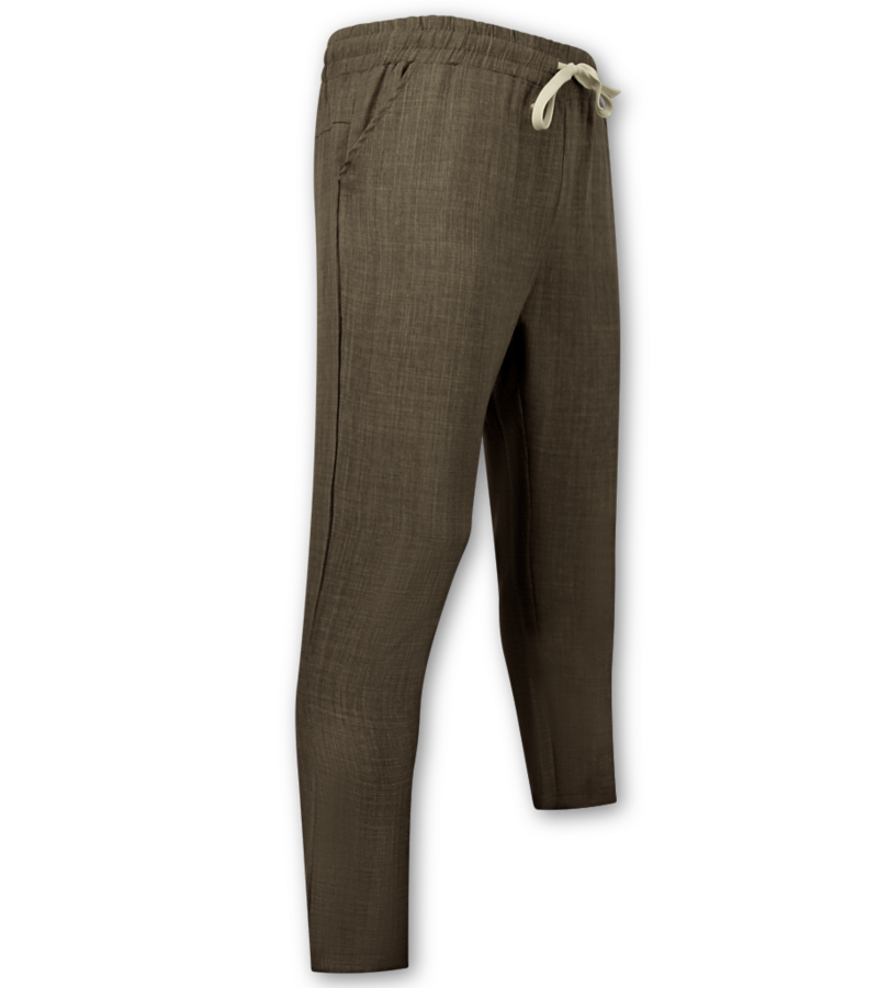 Enos Conjunto de lino - Conjunto de verano de lino para hombre - Camisa de lino para hombre - Pantalones de lino para hombre - MG-011 - Marrón