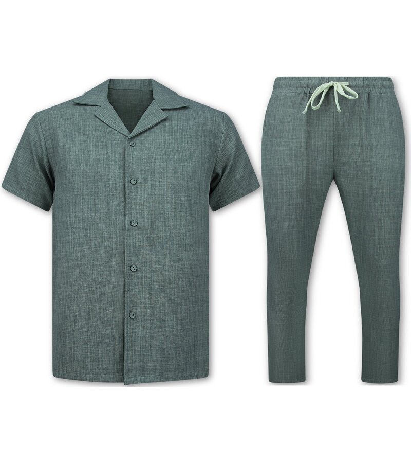 Enos Conjunto de lino - Conjunto de verano de lino para hombre - Camisa de lino para hombre - Pantalones de verano para hombre - MG-011 - Gris