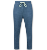 Enos Conjunto de lino - Conjunto de verano de lino para hombre - Camisa de lino para hombre - Pantalones de verano para hombre - MG-011 - Azul