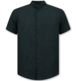 Enos Conjunto de lino de verano para hombre - Conjunto de lino para hombre - Camisa de lino para hombre - Pantalón de verano para hombre - MG-012 - Negro