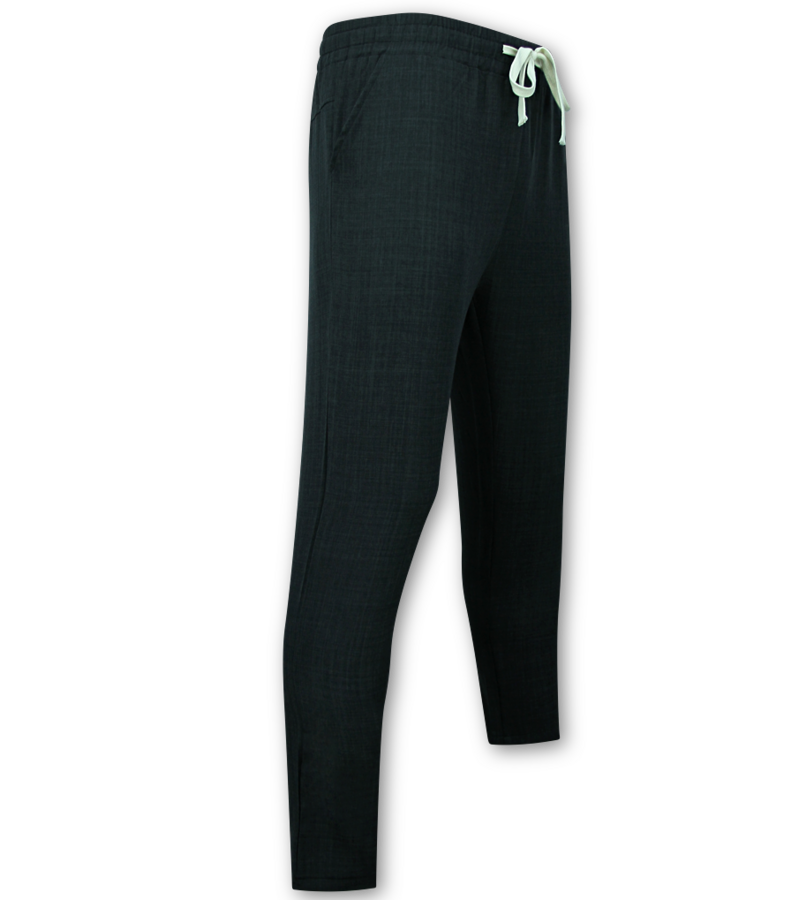 Enos Conjunto de lino de verano para hombre - Conjunto de lino para hombre - Camisa de lino para hombre - Pantalón de verano para hombre - MG-012 - Negro