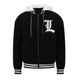 Enos  Chaqueta de béisbol extragrande - Chaqueta de peluche con capucha para hombre - Chaqueta de peso medio para hombre - 537 - Negra