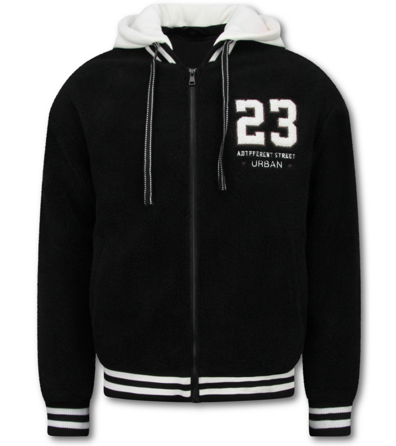 Enos  Chaqueta de béisbol extragrande - Chaqueta Teddy - Chaqueta de peso medio para hombre - 535 - Negra