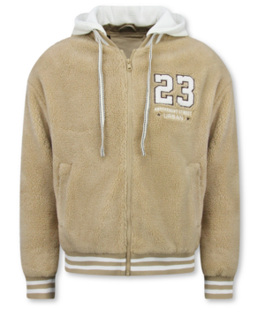 Enos Chaqueta de béisbol extragrande para hombre - Chaqueta de peluche - Chaqueta de peso medio para hombre - 535 - Marrón