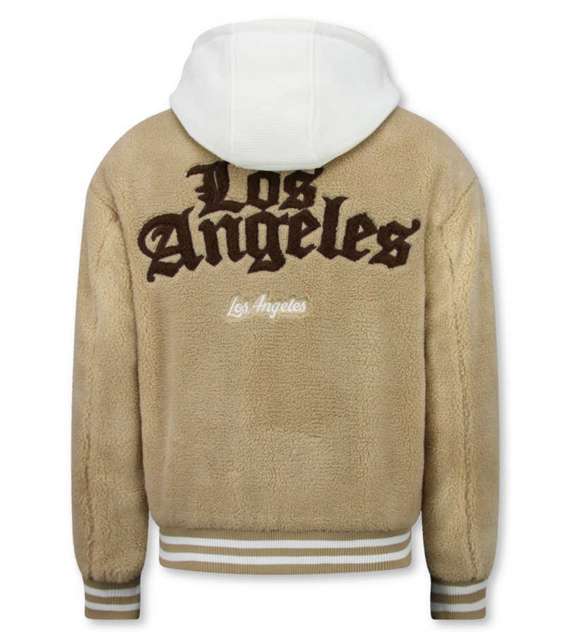 Enos Chaqueta de béisbol extragrande para hombre - Chaqueta de peluche - Chaqueta de peso medio para hombre - 535 - Marrón