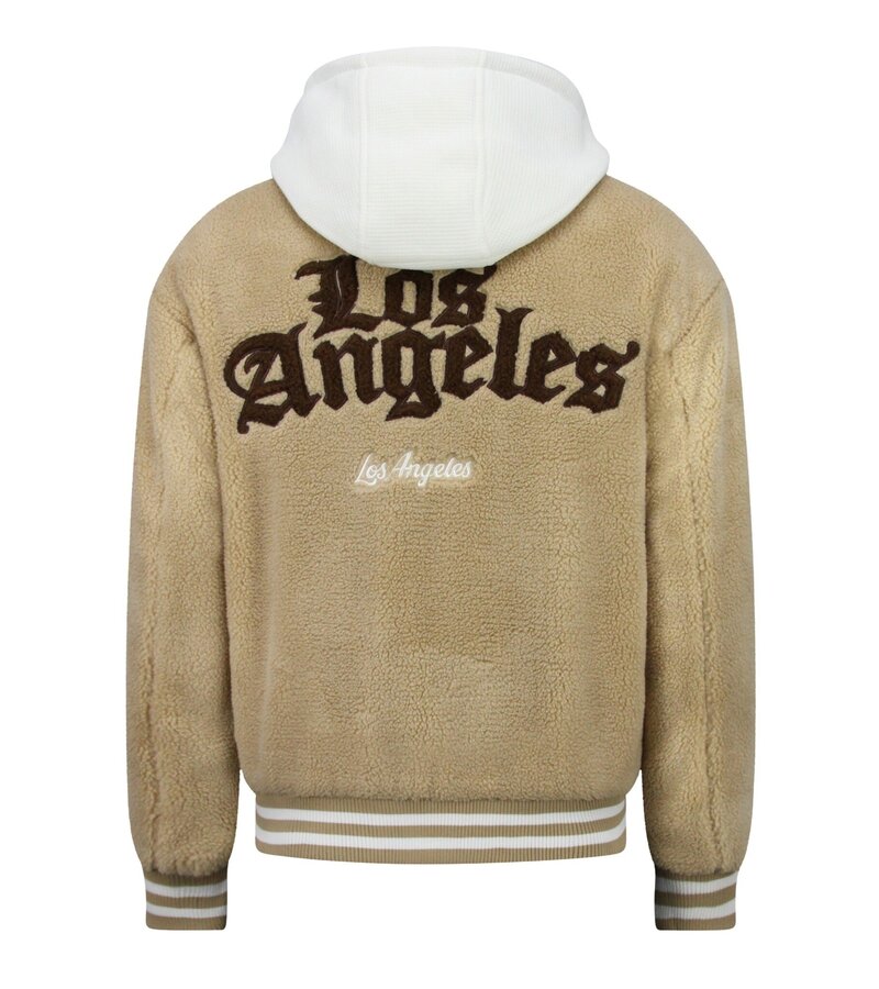 Enos Chaqueta de béisbol extragrande para hombre - Chaqueta de peluche - Chaqueta de peso medio para hombre - 535 - Marrón