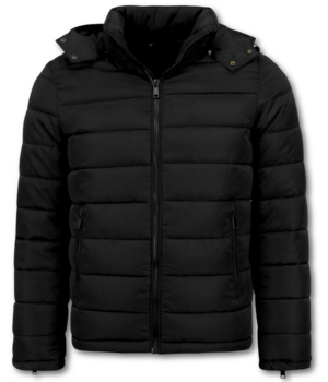 Enos Chaqueta con capucha para hombre - Corte ajustado - Chaqueta de peso medio - 8210 - Negra