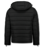 Enos Chaqueta con capucha para hombre - Corte ajustado - Chaqueta de peso medio - 8210 - Negra