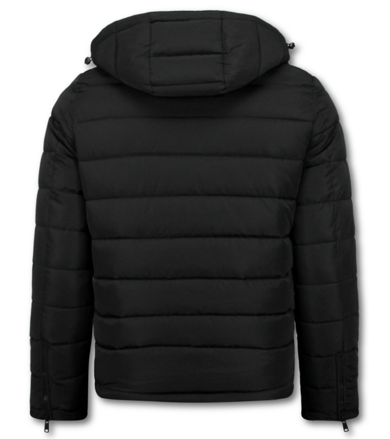 Enos Chaqueta con capucha para hombre - Corte ajustado - Chaqueta de peso medio - 8210 - Negra