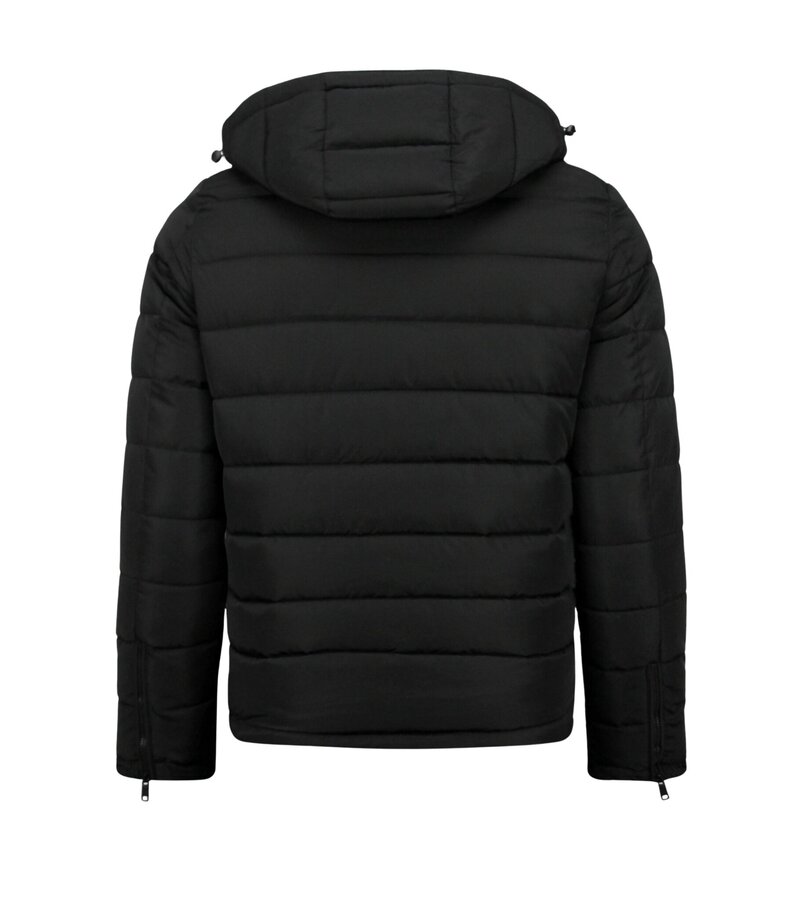 Enos Chaqueta con capucha para hombre - Corte ajustado - Chaqueta de peso medio - 8210 - Negra