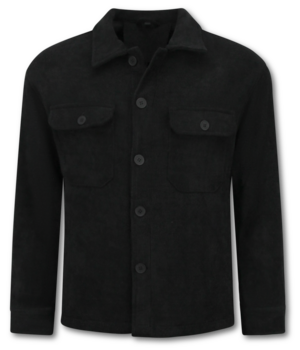 Enos Camisa de franela con bolsillos para hombre - Chaqueta de hombre - Chaqueta de peso medio para hombre - 520 - Negra