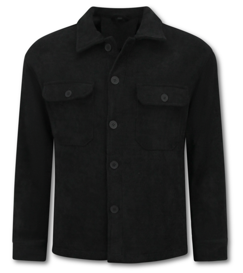 Enos Camisa de franela con bolsillos para hombre - Chaqueta de hombre - Chaqueta de peso medio para hombre - 520 - Negra