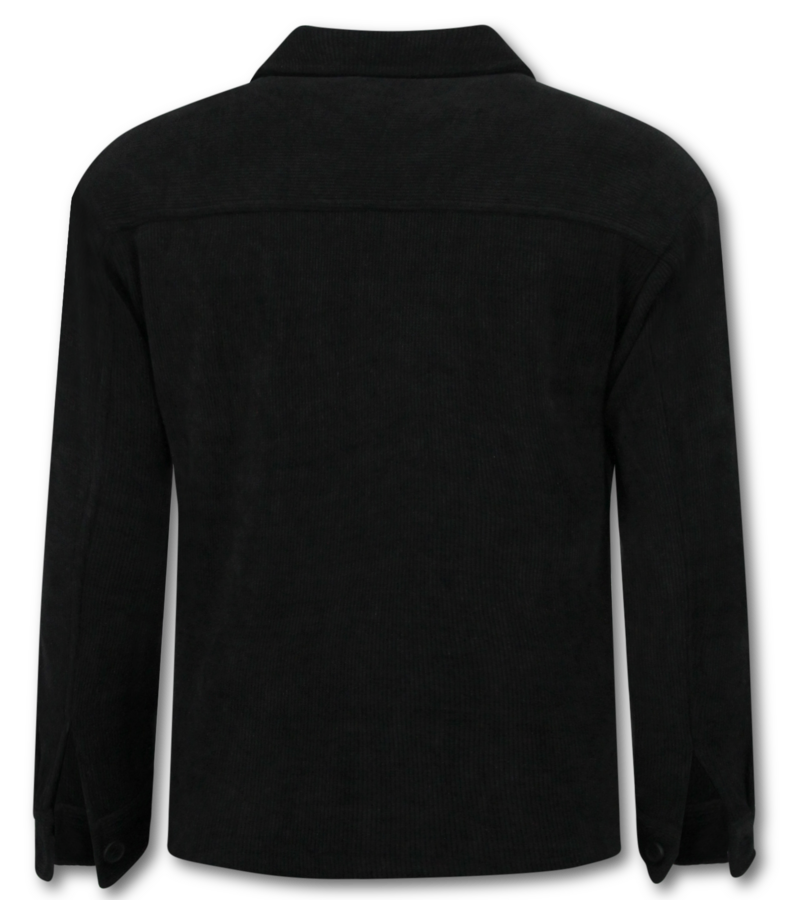 Enos Camisa de franela con bolsillos para hombre - Chaqueta de hombre - Chaqueta de peso medio para hombre - 520 - Negra
