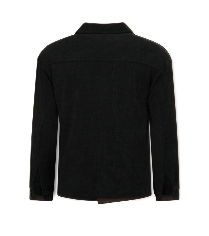 Enos Camisa de franela con bolsillos para hombre - Chaqueta de hombre - Chaqueta de peso medio para hombre - 520 - Negra