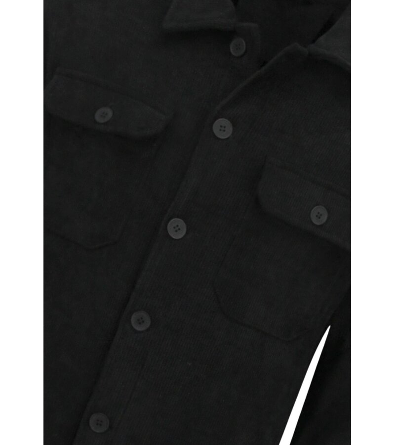 Enos Camisa de franela con bolsillos para hombre - Chaqueta de hombre - Chaqueta de peso medio para hombre - 520 - Negra