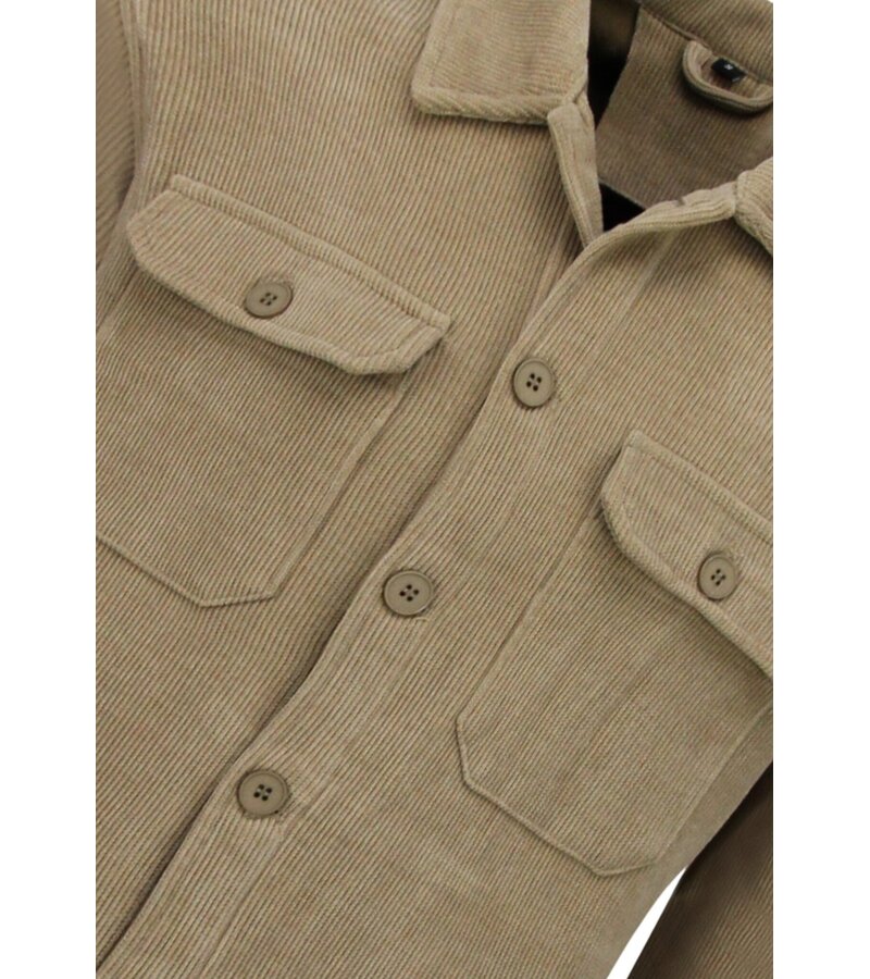 Enos Camisa de franela con bolsillos para hombre - Chaqueta de peso medio para hombre - 520 - Marrón